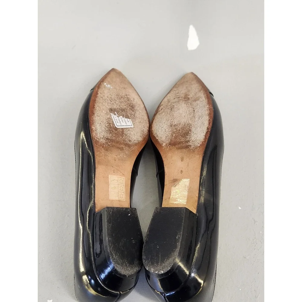 Sigerson Morrison Pointy Toe Flats Women 8 Black Patent Leather Quiet Luxury